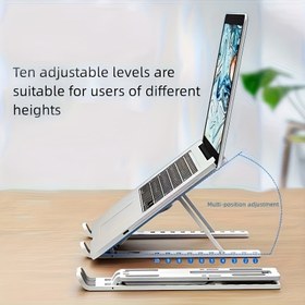 Resim 10 Seviyeli Ayarlanabilir Yükseklik ve Açı, Ergonomik Taşınabilir Katlanır Masaüstü Dizüstü Standı - Çoğu Laptop ile Uyumlu, Sağlam Yapılı Dikey Dizüstü Bilgisayar Standı 