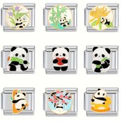 Resim 1 adet şık İtalyan DIY yaratıcı modül, milli hazineler panda resim serisi, çeşitli desenler, sökülebilir tasarım, esnek bileklik, herkes için uygun, festivaller ve günlük kullanım için ideal hediye 