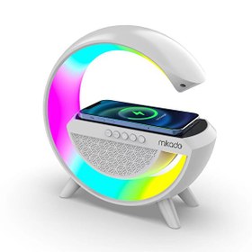 Resim Mikado MD-G111 Beyaz 10W 1800 mAh BT/TF/USB/15W Wireless Şarj RGB Işıklı Speaker Mikado