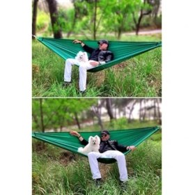 Resim Larskas Bundera Kamp Hamağı Piknik Hamağı Bahçe Balkon Outdoor Kamp Salıncak Hamak (Yeşil) 