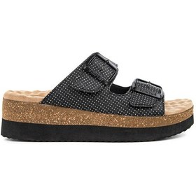 Resim Muya Recast Anatomik Taban Topuk Dikeni Kadın Terlik Siyah - Bej 