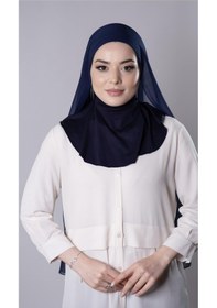 Resim Hürrem Bone Lacivert Pratik Hazır Geçmeli Şal Şifon Kumaş Hijab Bone 3009 02 