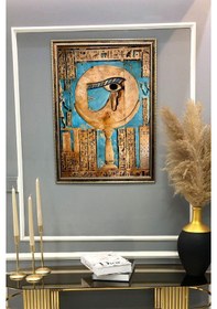 Resim Antik Mısır Desenli Dijital Baskılı Kadife Kumaş Çerçeveli Tablo Tbl0059 