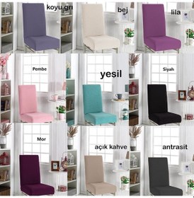 Resim Sandalye Kılıfı Yıkanabilir Likralı Lastikli 4Lü Sandalye Örtü 