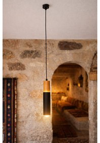 Resim Masif Ahşap & Metal Spot Sarkıt Aydınlatma Modern Silindir Tasarım Diğer 