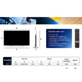 Resim 77OLED809/12 77" 194 Ekran 4K UHD Google TV Ambilight OLED TV 