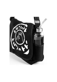 Resim Siyah Totoro Baskılı Unisex Postacı Çantası Beyaz - Siyah 