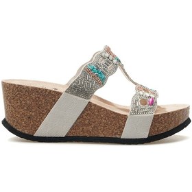 Resim Guja Kadın Taş Detaylı Dolgu Topuk Günlük Terlik 25y 25y101 Z Gümüş Gümüş 