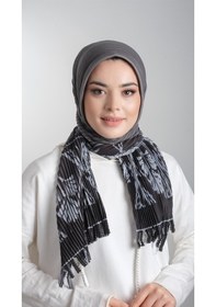 Resim Hürrem Bone Füme Pratik Hazır Geçmeli Tesettür Eşarp Kesik Elyaf Piliseli Çiç (553629983) Füme 