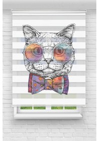 Resim Perdecizade Enxboy Kedi Dijital Baskılı Zebra Perde-cocuk Odası-stor Perde Pz-715 Renkli 