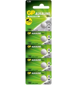 Resim GP GP186-C5 LR43 AG12 Alkalin Düğme Pil 5'li Paket 