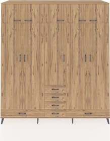 Resim Kronos Dolap 6 Raflı 6 Çekmeceli 4 Askılı 220x59x243 Çam-çam/çam Atlas Çam/atlas Çam 