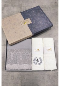 Resim Tivoli 8 Parça Çeyizlik Seti-Şönil Pike Takımı-Havlulu Gelin Seti-Gri Bej 