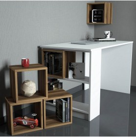 Resim Variant Mobilya Box Çalışma Masası Beyaz Ceviz 