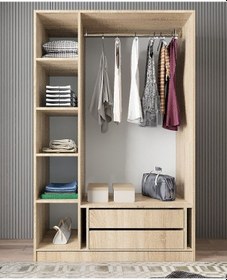 Resim Moma 3 Kapaklı Gizli Çekmeceli Gardırop Dolap M 