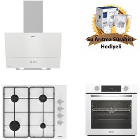 Resim Altus Beyaz Cam Ankastre Set 510 Hw- 310 W Çelik Ocak - 322 W Turbo(Su Arıtma Sürahisi Hediyeli) 