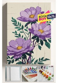 Resim Sayılarla Boyama Seti Numaralı Tuval Fırça Boya Dahil Kasnaklı Set 50x70 Cm - Mor Şakayık 