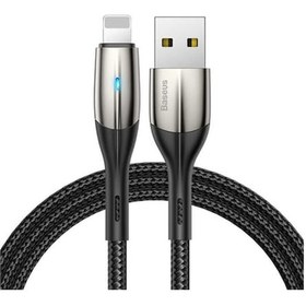 Resim Baseus Horizontal Calsp-b01 1 M Usb To Lightning Hızlı Şarj Kablosu Işıklı Siyah 