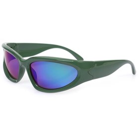 Resim Angel Eyes Aynalı Yeşil Motosiklet Gözlüğü, Yeşil Spor Koşucu UV400 Koruma Cam Unisex Gözlük 