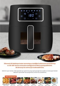 Resim Goldmaster Versay 1700W Xl Dokunmatik 8 Ön Ayarlı Cam Kapaklı Hazne Aydınlatmalı Airfryer Sıcak Hava Fritözü 