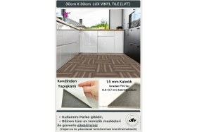 Resim Technojet Kendinden Yapışkanlı Parke Tasarım Mutfak Banyo Zemin Duvar Kaplama 30CM×30CM(4'LÜ Paket) 