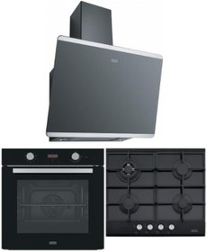 Resim Franke Siyah Ankastre Set (FHNG 4G TC BK C OCAK/FSL 86 H FIRIN/FPJ 615 V BK SS DAVLUMBAZ) 