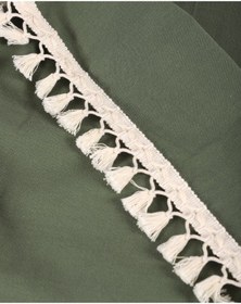 Resim Dnc Home Tekstil Premium Keten Haki Ponponlu Masa Örtüsü 001 