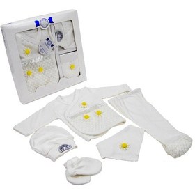 Resim Hastane Çıkışı 5 Parça Kız Bebek Giyim Sarı Papatya Beyaz - Sarı 