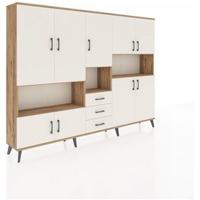 Resim Arges Dolap 13 Raflı 3 Çekmeceli 9 Kapaklı 220x30x163 Çam-aytaşı Çam-aytaşı 