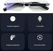 Resim Akıllı gözlük, mikrofonlu AI çeviri gözlüğü, gerçek zamanlı polarize gözlük, akıllı gözlükler, müzik aramasını destekler, Siyah 