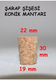 Resim Şarap Şişesi Için Konik Mantar Tıpası 30 22 19 Mm 10 Adet 