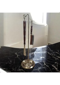 Resim Ayakkabı Çekeceği Ahşap Tutacaklı Fırçalı Set-bronz 
