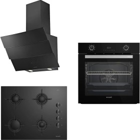 Resim New Star Siyah Cam Ankastre Set (AFC-340S Fırın + OCD-T-651ES Ocak + P12YES Davlumbaz) 