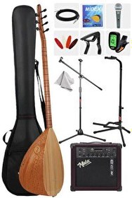 Resim Yonka B-142U-AMP Amfili Uzun Sap Çınar Ağacı Saz Bağlama Seti 