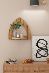 Resim Ahşap Dekoratif Duvar Rafı 2 li Set (MTS-296) 