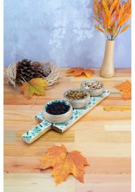 Resim Bambum Kangura - Mango Ağacı 4 Parça Çerezlik Sunumluk Yaprak Desen Ahşap 