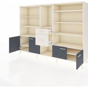 Resim Hyperion Dolap 10 Raflı 2 Çekmeceli 4 Kapaklı 220x44x163 Aytaşı-a Aytaşı-antrasit/aytaşı 