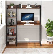 Resim Zizuva Özel Tasarım Kitaplıklı Çalışma Masası Ceviz - Siyah 