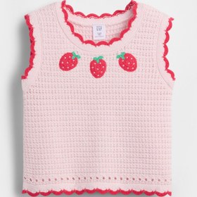 Resim Pembe Örgü Çilek Triko Hırka - Pembe / 12-18M 