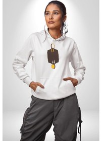 Resim Görünmez İnsan Takım Elbise Kadın Erkek Beyaz Kapüşonlu Sweatshirt Hoodie Beyaz 