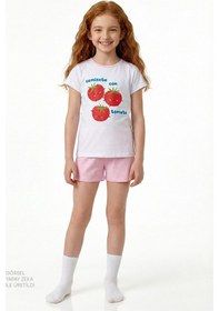 Resim Penti Pembe Kız Çocuk Tomato Pamuklu 2li Pijama Takımı Lila 