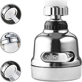 Resim Krom 3 Fonksiyonlu Mutfak Lavabo Başlığı 360 Derece Döner Musluk Ucu - Lisinya 