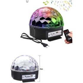 Resim Mercansa LED Işık Disko Topu Bluetooth Hoparlörlü USB Müzik Çalar Kumandalı 