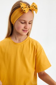 Resim Babygiz Kız Pamuklu Penye, Kaymaz, Terletmez, Ultra Hafif Esnek Fiyonk Bağlamalı Saç Bandı Bandana 