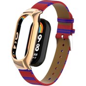 Resim Sones Xiaomi Mi Band 8 Entegre Metal Kasa + İkincil Renk Deri Saat Kordonu 