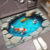 Resim 1 adet 3D Koi Balık Banyo Matı, Flanel Malzeme, Makine Yıkanabilir Polyester Mat, Banyo, Yatak Odası, Oturma Odası Girişi için Uygun, Banyo Matı | Sakin Tasarım | Dayanıklı Zemin Mat, Balık 