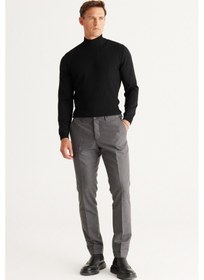 Resim AC&Co / Altınyıldız Classics Erkek Grı Slim Fit Dar Kesim Yan Cepli Beli Lastikli Pantolon Gri 