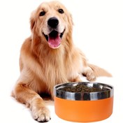 Resim Kediler ve Köpekler için Gelişmiş Sekiz Renkli Yuvarlak Paslanmaz Çelik Moda Monokrom Kaymaz Evcil Hayvan Kasesi, İç ve Dış Mekan Kullanımına Uygun 