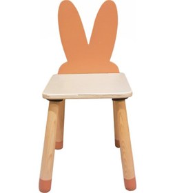 Resim Woodnjoy Wood & Joy Doğal Ahşap Renkli Çocuk Sandalye Tavşan Pembe 