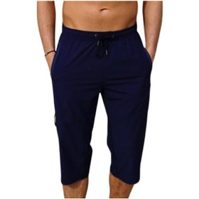 Resim Lacivert Büyük Beden Diz Altı Uzun Model Su İtici Özellikli Likralı Esnek Kumaş Erkek Plaj Deniz Kapri Şort - 941-lacivert Resimdeki Renk 